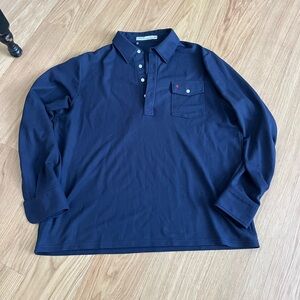 Criquet Men’s Players Shirt Dark Blue Long Sleeve Polo Shirt size Xl